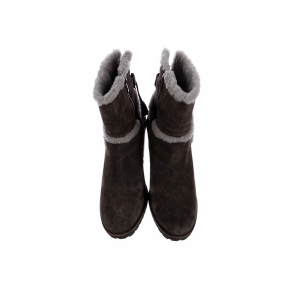 Frye Suede Tassel Accent Ankle Bootie Boots in Smoke Gray 7 - Picture 3 of 5